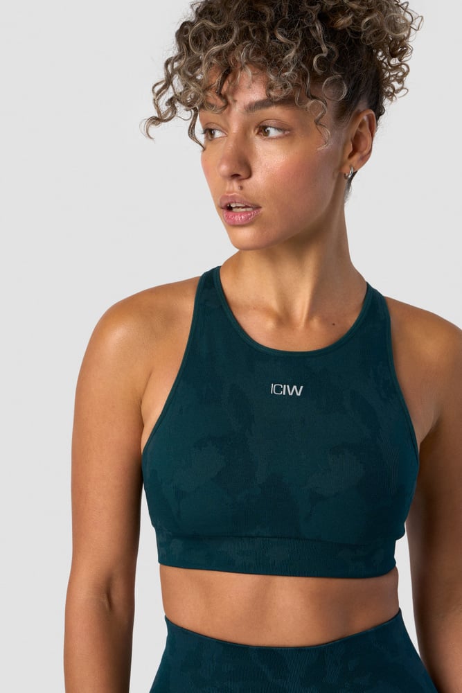 camo seamless sports bra dk teal