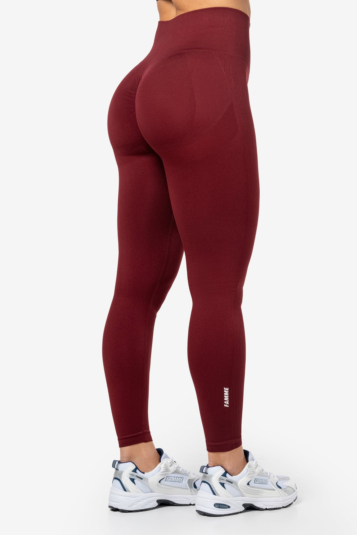 Dark Red Peachy Scrunch Leggings - for dame - Famme - Leggings