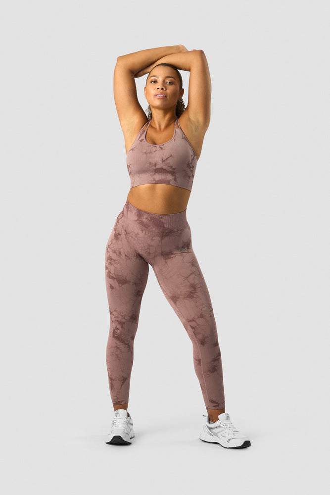 define seamless tie dye sports bra mauve