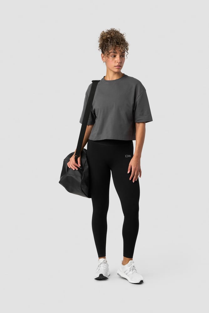 everyday cotton cropped t-shirt dark grey