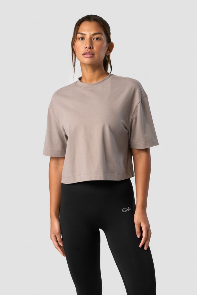 everyday cotton cropped t-shirt greige