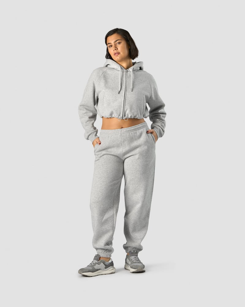 everyday cropped hoodie wmn light grey melange