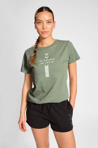 HUMMEL - Hmlactive Graphic Co Tee S/s Woman - Sea Spray