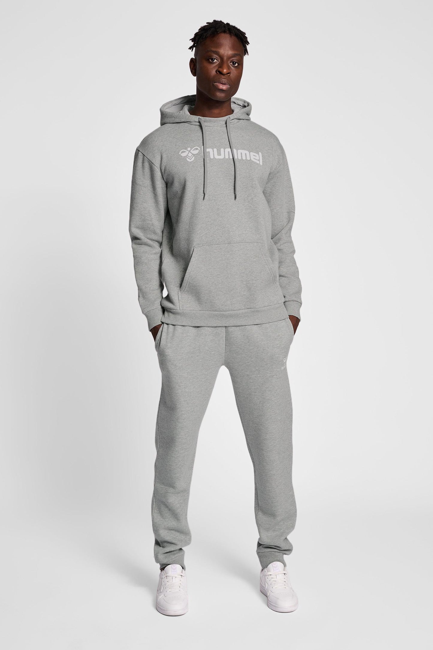 HUMMEL - Hmlmover Cotton Hoodie - Grey Melange