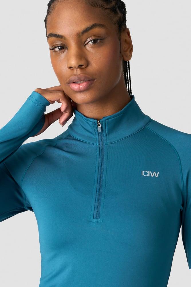 ICANIWILL - Everyday Long Sleeve 1/4 Stripe Zipper - Teal