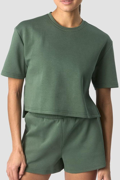 ICANIWILL - Revive Heavy Cropped T-shirt - Dark Green