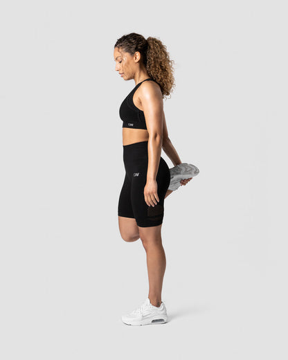 queen mesh icon sports bra black