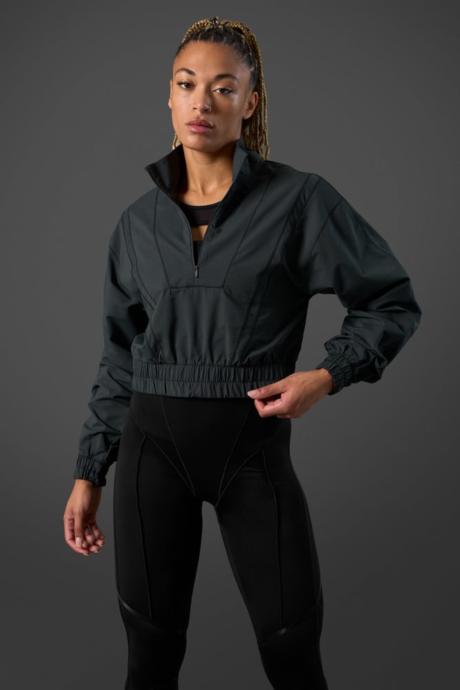 reboot cropped 1/4 zip night green