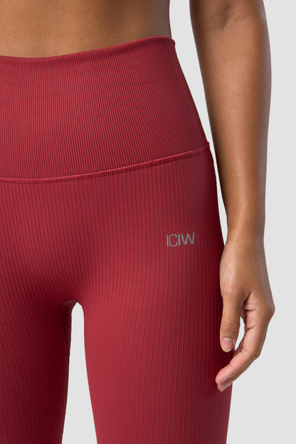 ribbed define seamless pocket tights autumn red