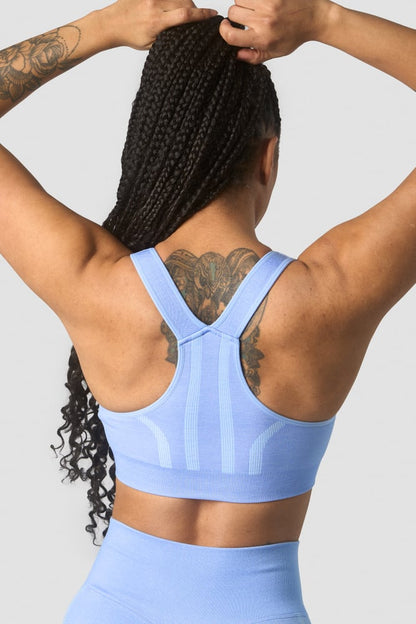 rush seamless sports bra soft blue melange