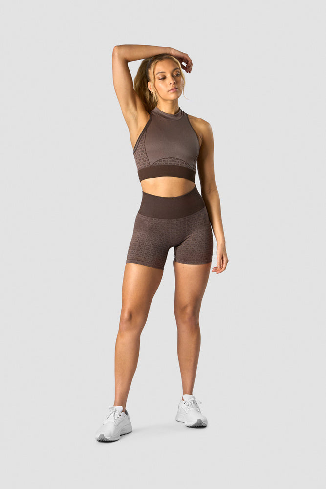 signature seamless cropped tank top dark brown