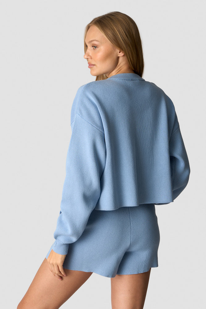 soft knit cropped crewneck light blue