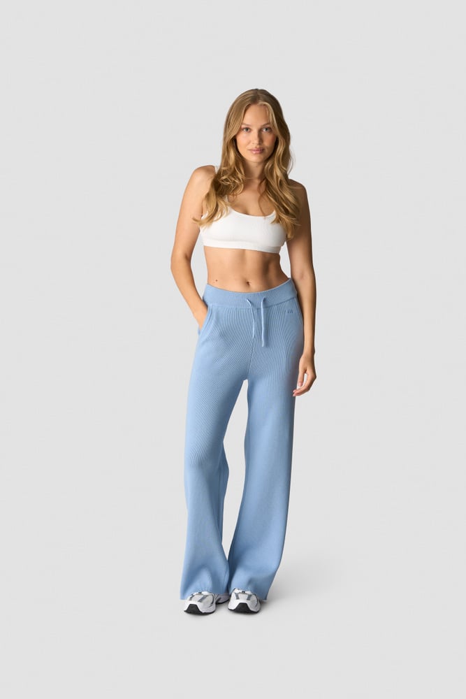 soft knit pants light blue