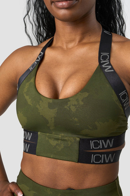 ultimate training sports bra green camo